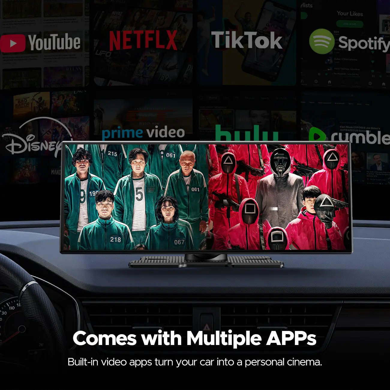 10.25" Wireless CarPlay Screen! Watch YouTube/Netflix/TikTok in Your Car + 720P Backup Camera