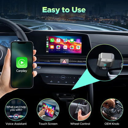 2-in-1 Wireless CarPlay Adapter! Wired to Wireless • Plug & Play • For iOS & Android