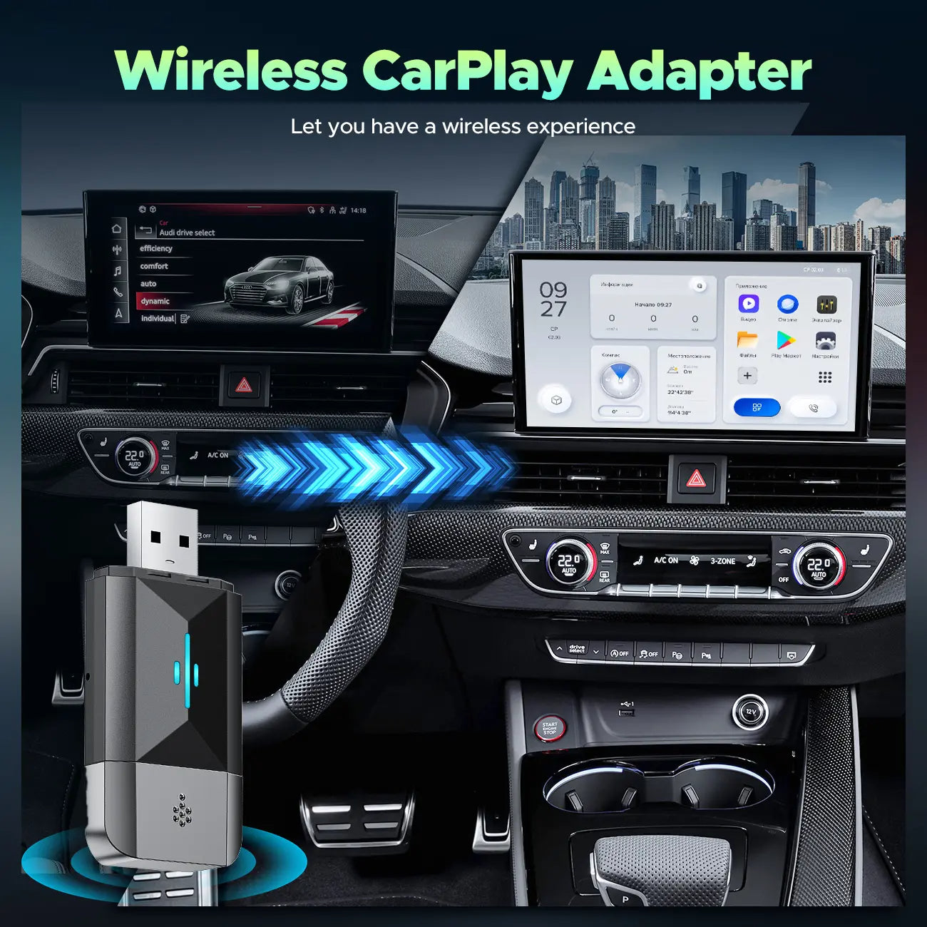 2-in-1 Wireless CarPlay Adapter! Wired to Wireless • Plug & Play • For iOS & Android