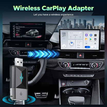 2-in-1 Wireless CarPlay Adapter! Wired to Wireless • Plug & Play • For iOS & Android