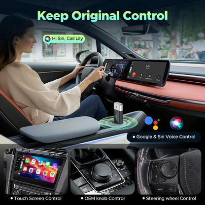 2-in-1 Wireless CarPlay Adapter! Wired to Wireless • Plug & Play • For iOS & Android