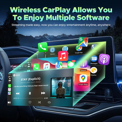 2-in-1 Wireless CarPlay Adapter! Wired to Wireless • Plug & Play • For iOS & Android