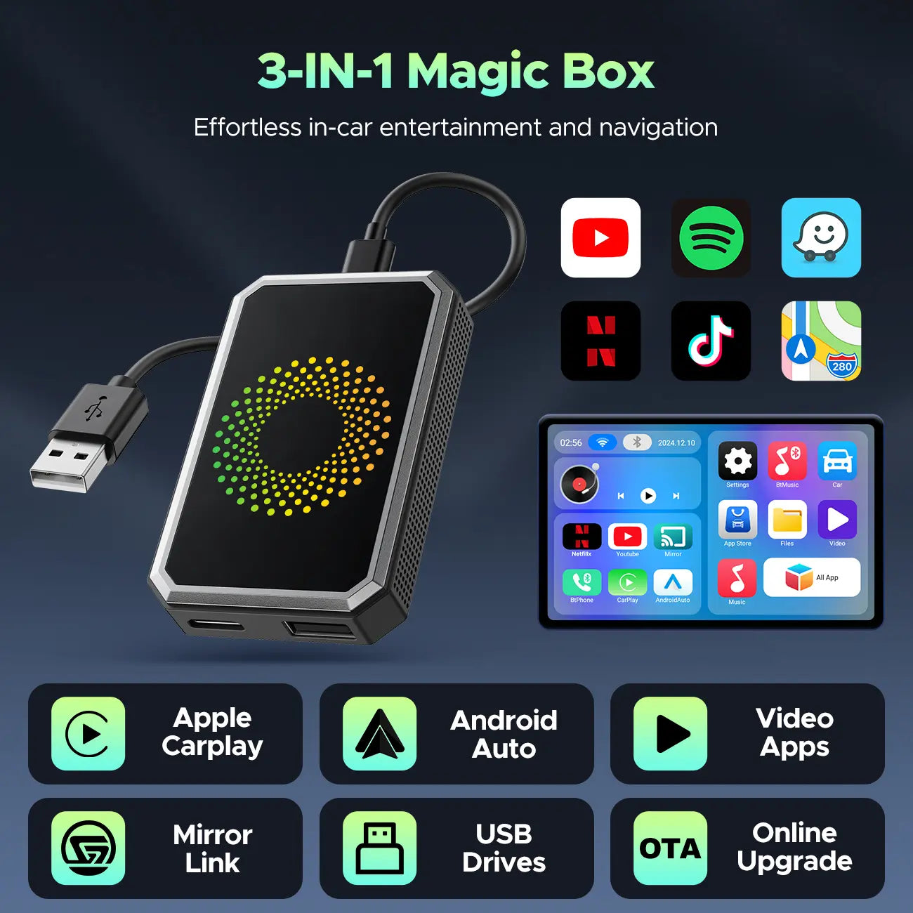 2026 Wireless CarPlay Adapter | Watch Netflix/YouTube in Your Car! ❌ NOT Tesla/BMW