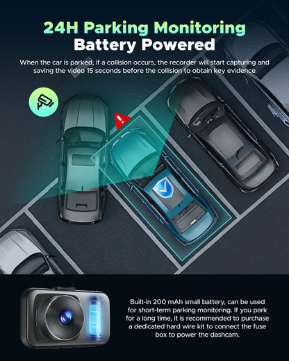 4K Dual Dash Cam! Night Vision • 5G WiFi • G-Sensor • Free 64GB Card • Car Safety Recorder