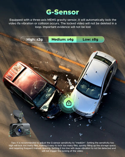 4K Dual Dash Cam! Night Vision • 5G WiFi • G-Sensor • Free 64GB Card • Car Safety Recorder